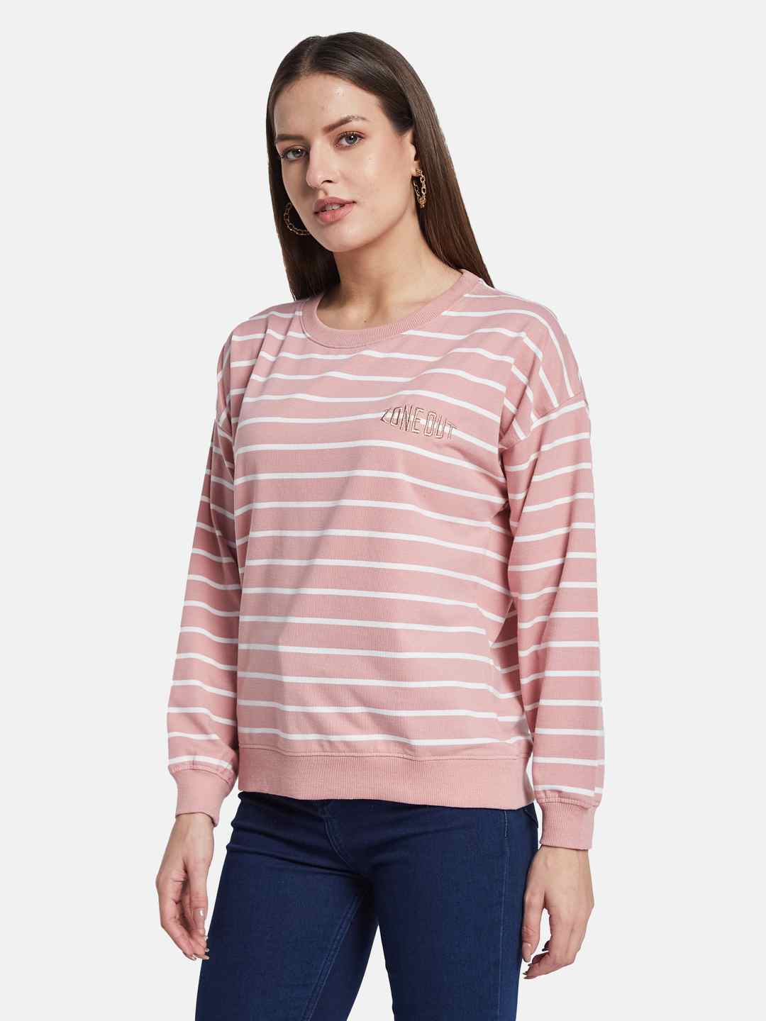 METTLE Women Striped Sweatshirt