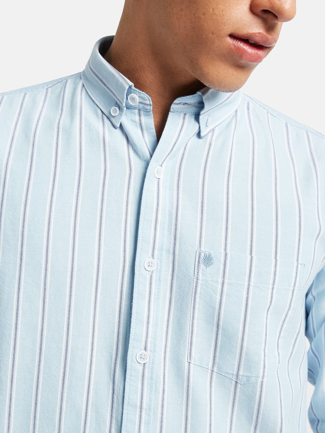METTLE Striped Long Sleeves Spread Collar Cotton Opaque Regular Fit Casual Shirt