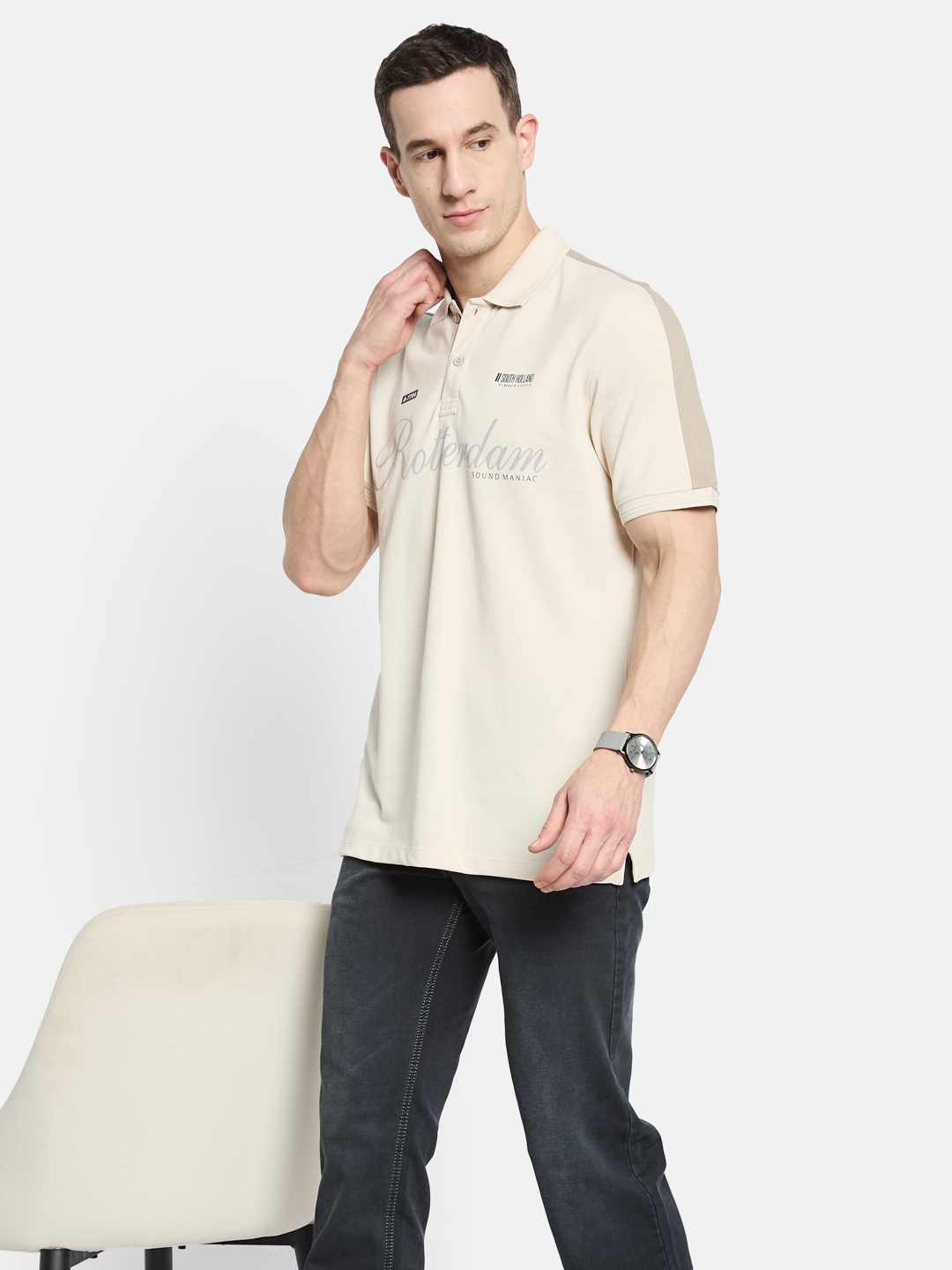 Octave Men Printed Polo Collar T-shirt
