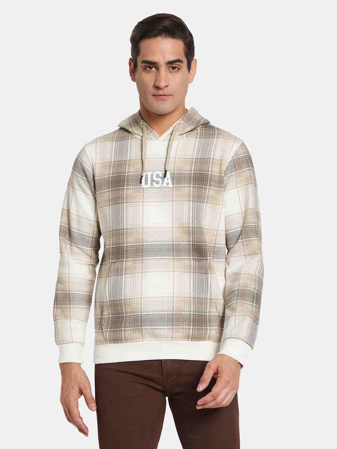 Octave Men Colourblocked Hooded Sweatshirt