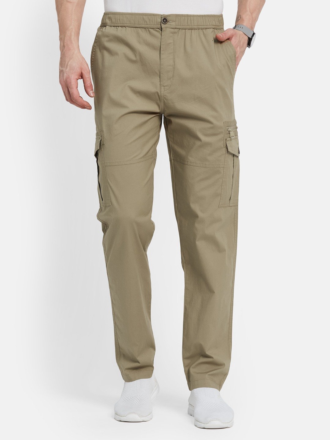 Octave Men Cotton Slim Fit Mid-Rise Cargo