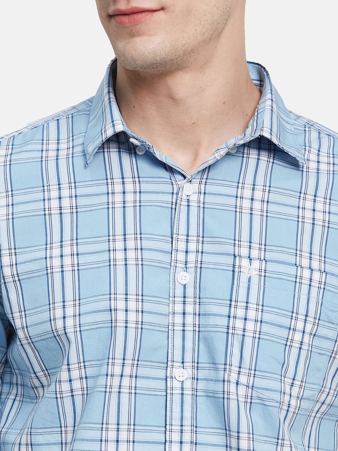 METTLE Men Spread Collar Tartan Checked Cotton Casual Shirt