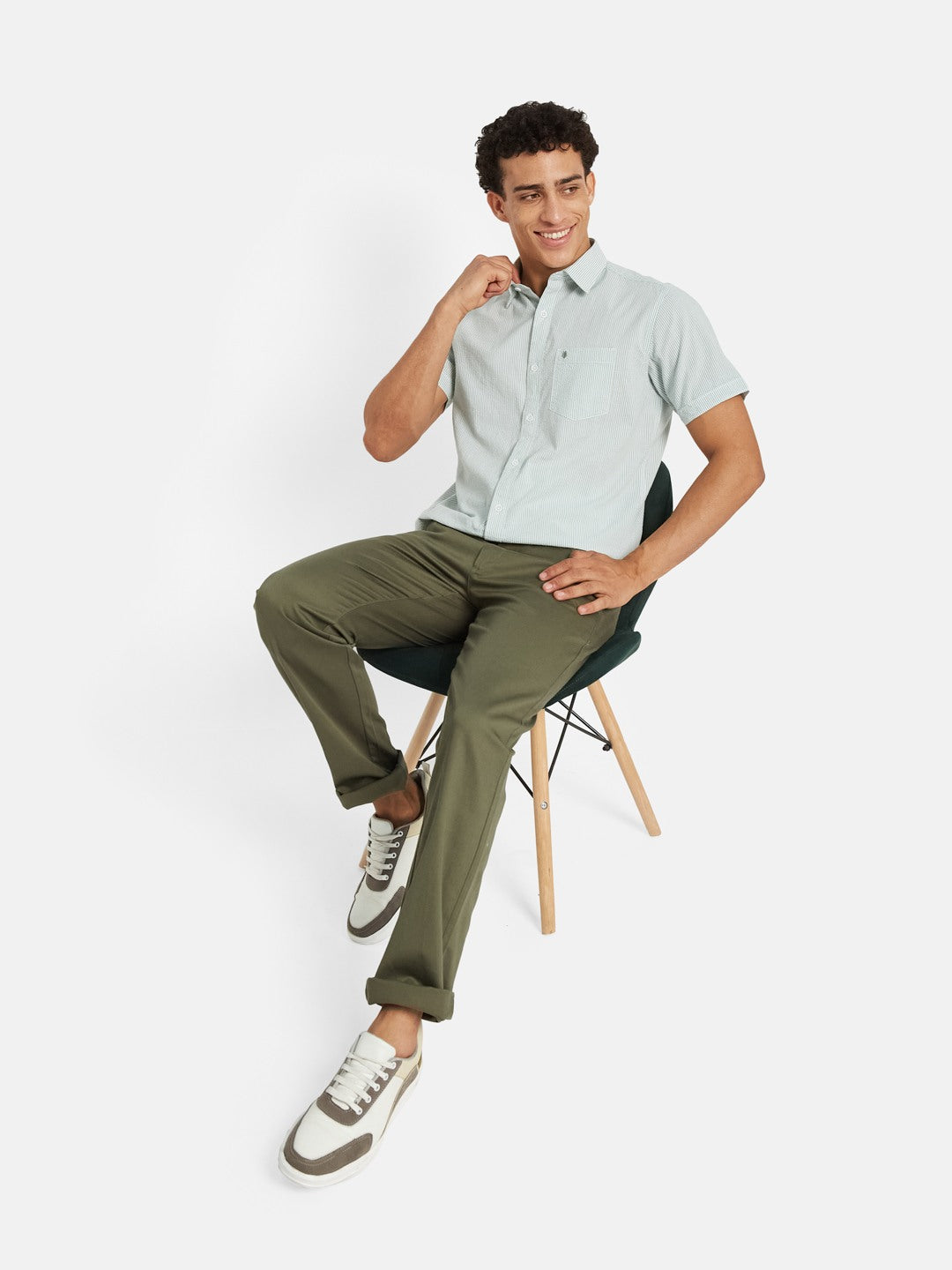 METTLE Multi Stripes Striped Spread Collar Cotton Shirt