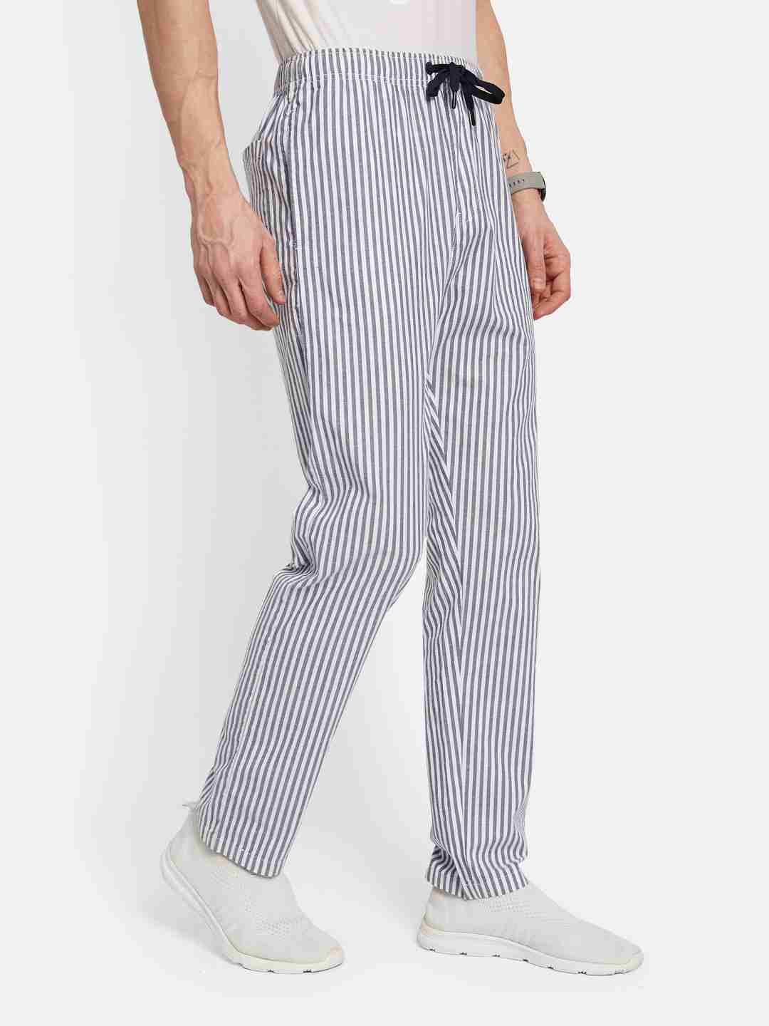 Octave Men Striped Cotton Track Pants