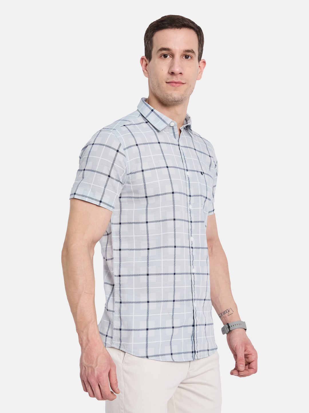 METTLE Men Opaque Checked Casual Shirt