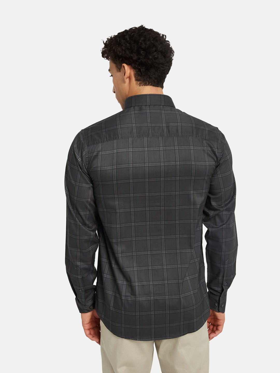 METTLE Men Checked Spread Collar Cotton Casual Shirt