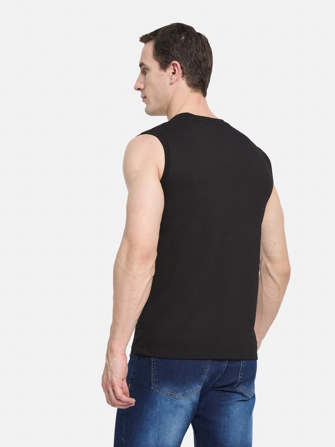 CORE ROUND NECK SHANDOW  SEER SUCKER T-SHIRT