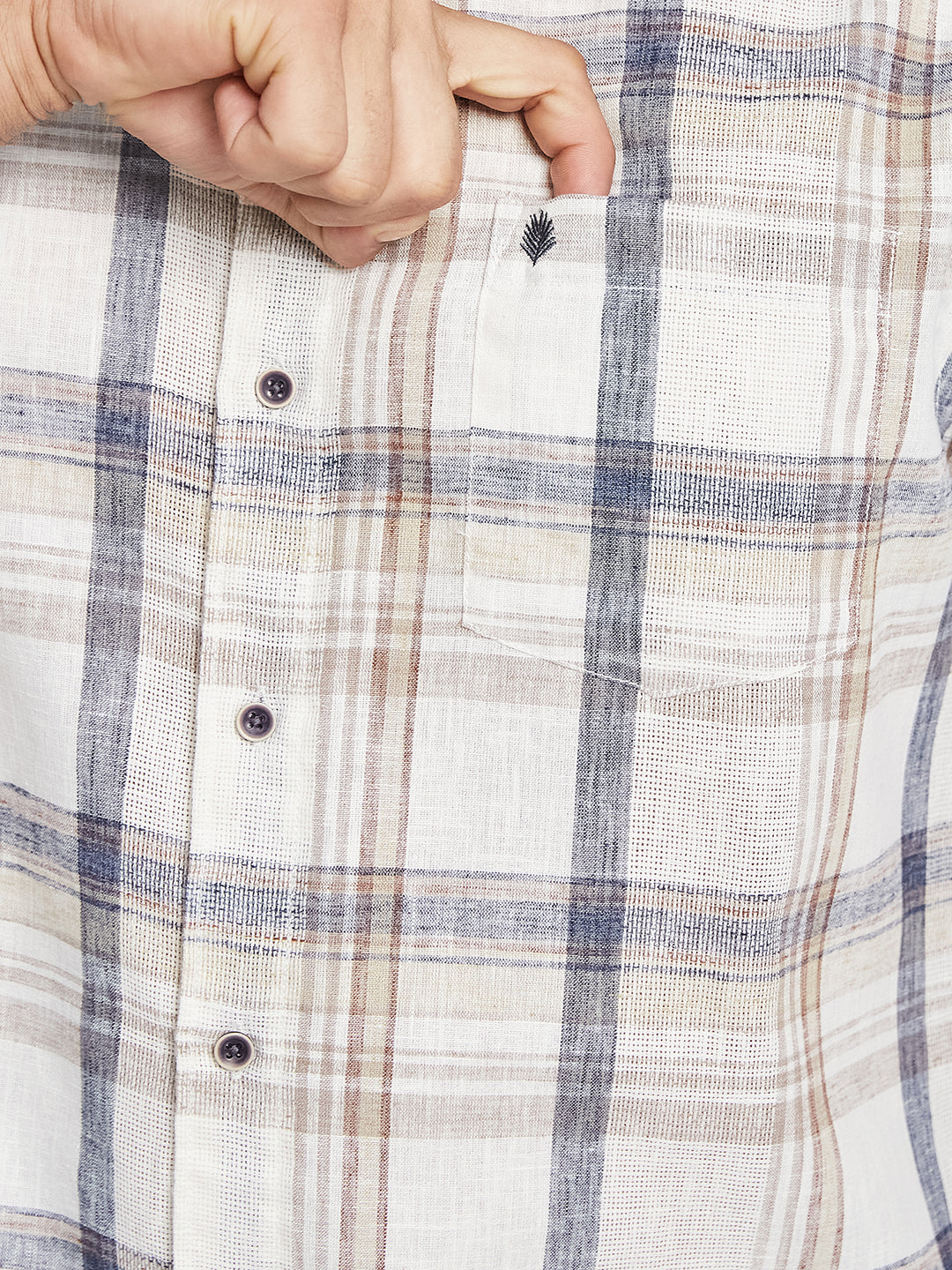 METTLE Men Tartan Checked Spread Collar Cotton Casual Shirt