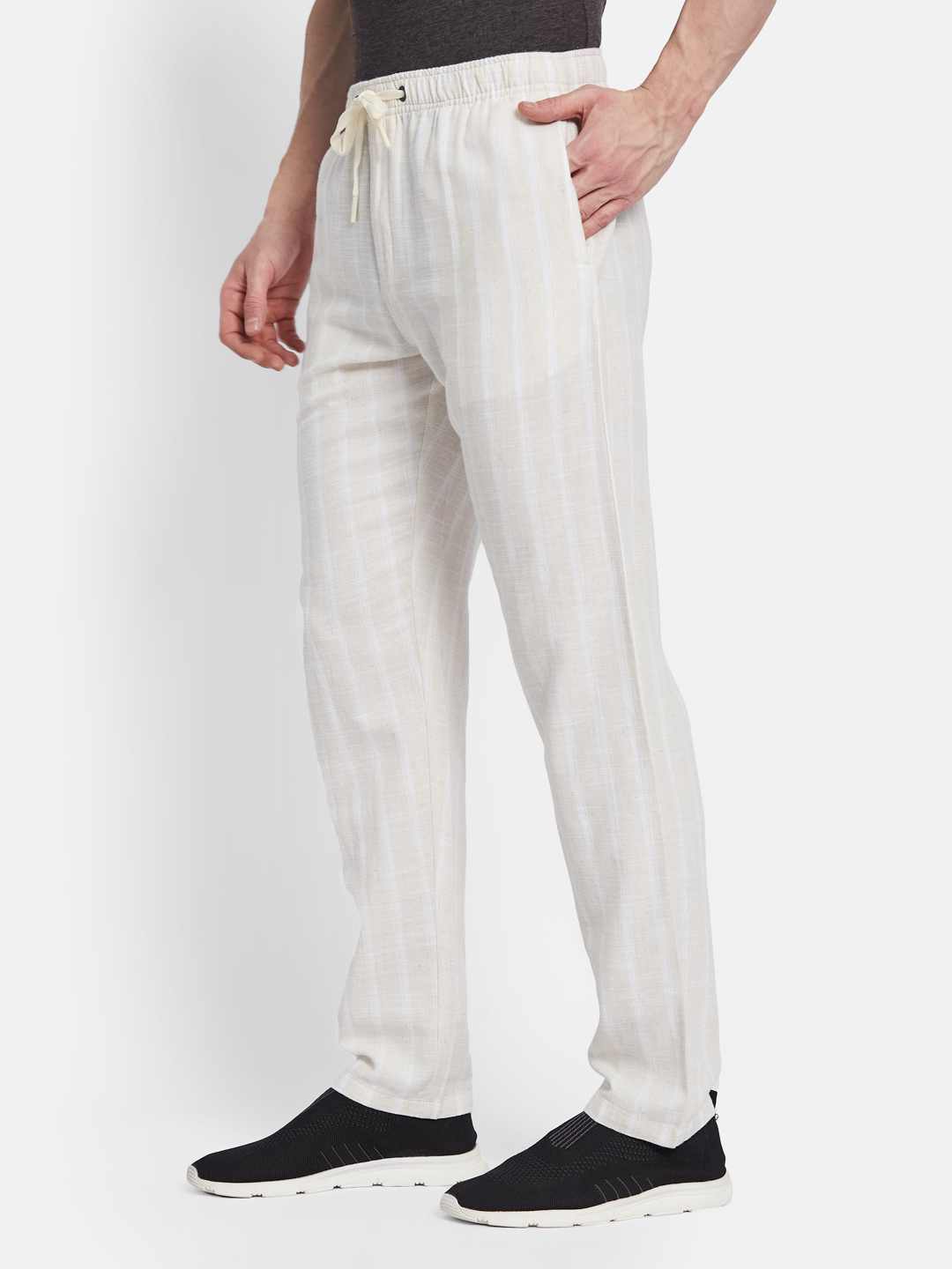 Octave Men Striped Cotton Track Pants