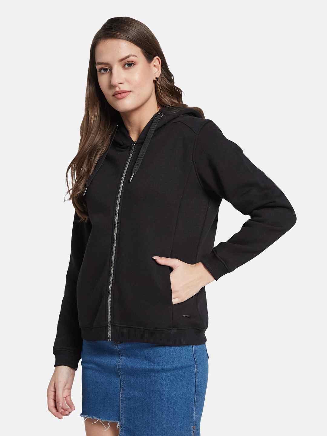 METTLE Women Hooded Front-Open Sweatshirt