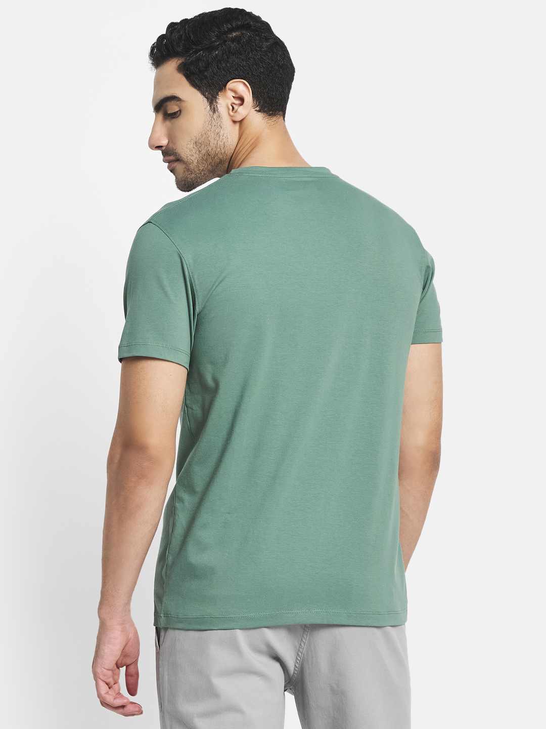 Octave Men Olive Green Typography Printed T-Shirt