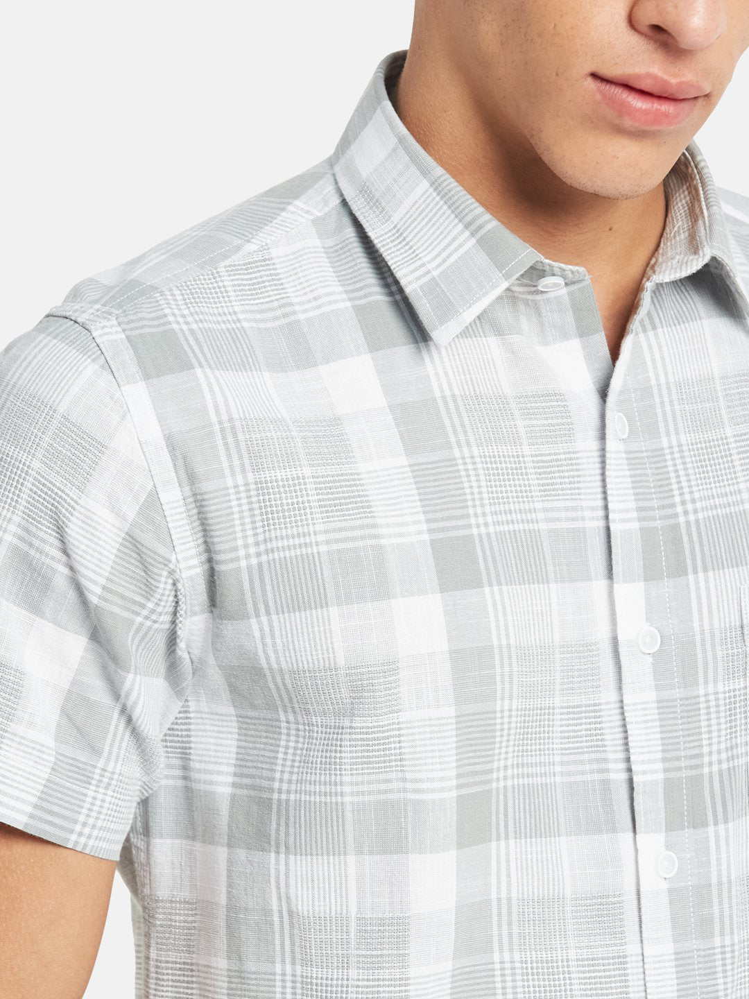 METTLE Men Tartan Checked Spread Collar Cotton Casual Shirt