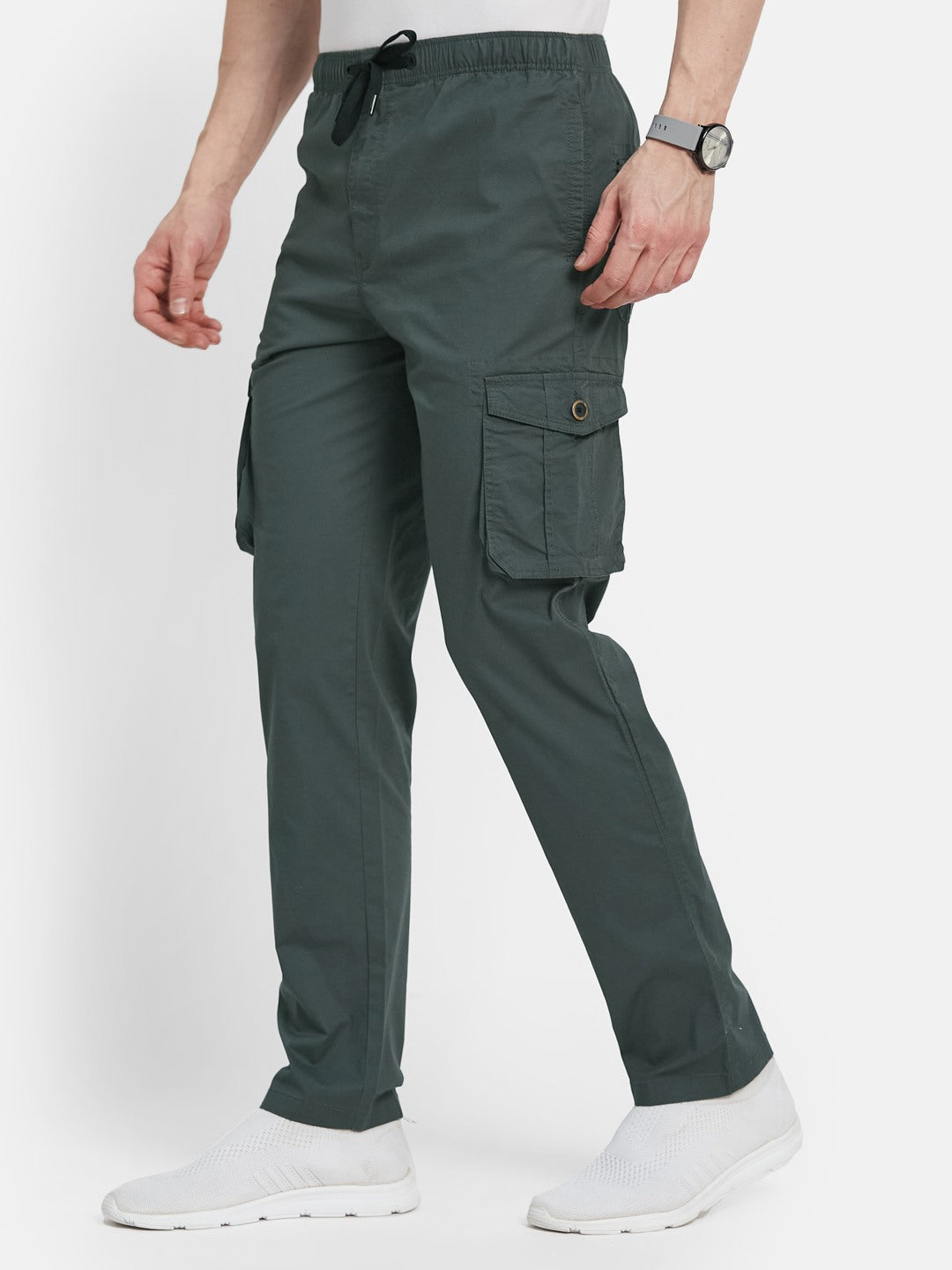 Octave Men Cotton Mid-Rise Cargo Track Pant