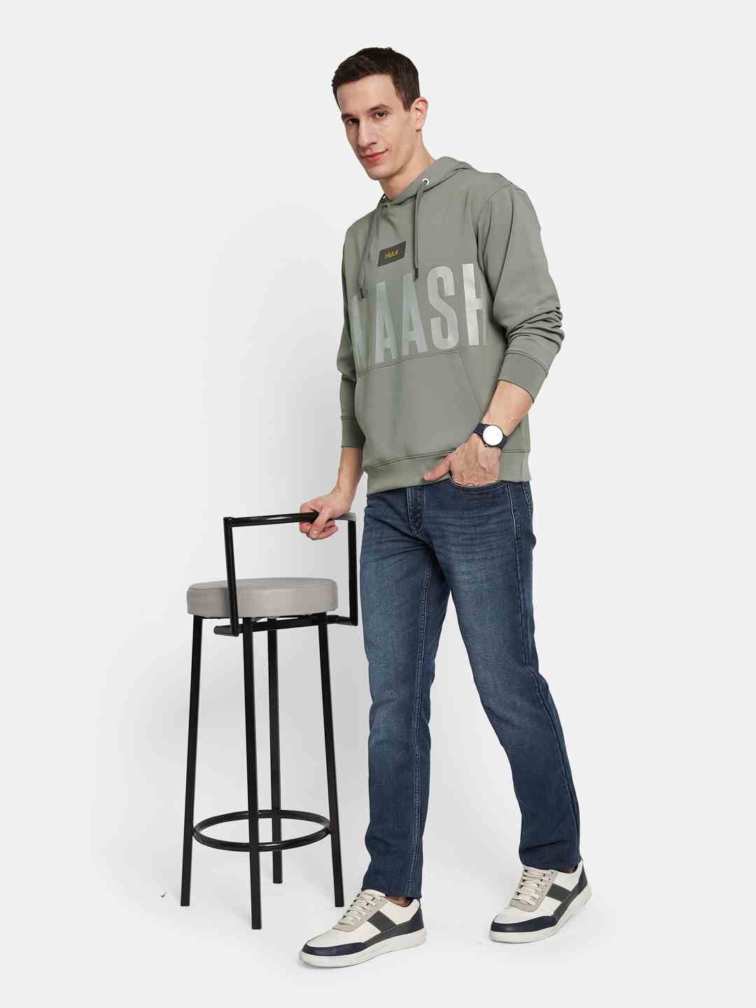 Octave Men Printed Hooded Sweatshirt