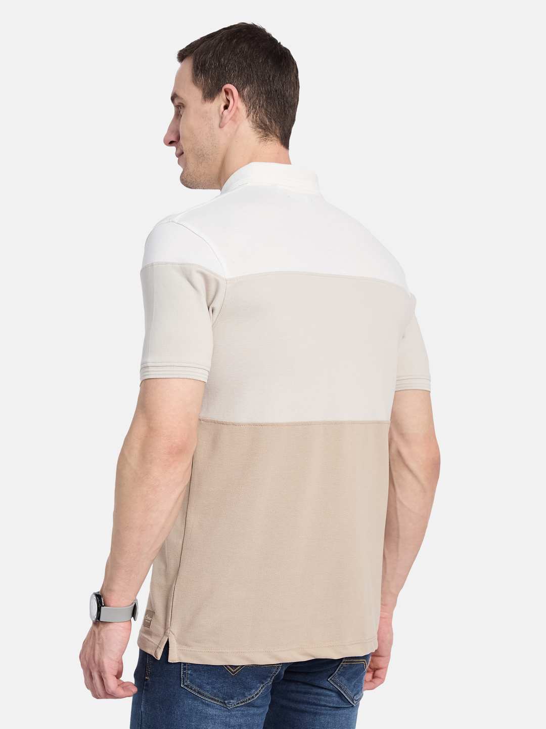 Octave Men Colourblocked Polo Collar T-shirt