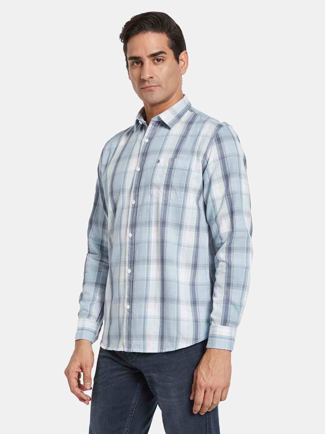 METTLE Men Opaque Checked Casual Shirt