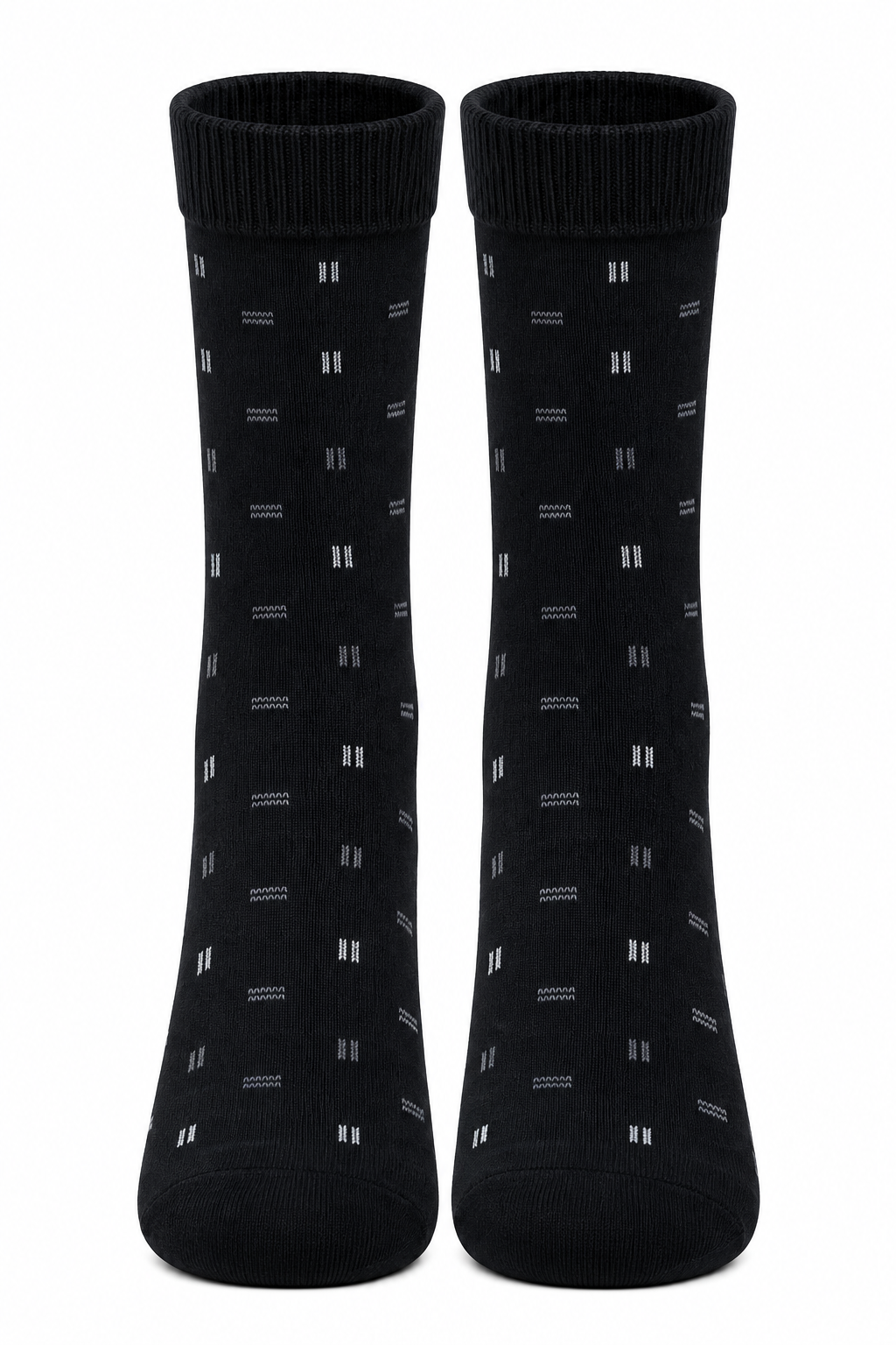 Men’s Navy Blue High Ankle Socks with Grey & White Micro Pattern | Premium Cotton Blend Dress Socks