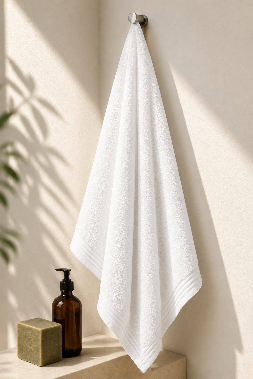 Premium Cotton Bath Towel – White Colour