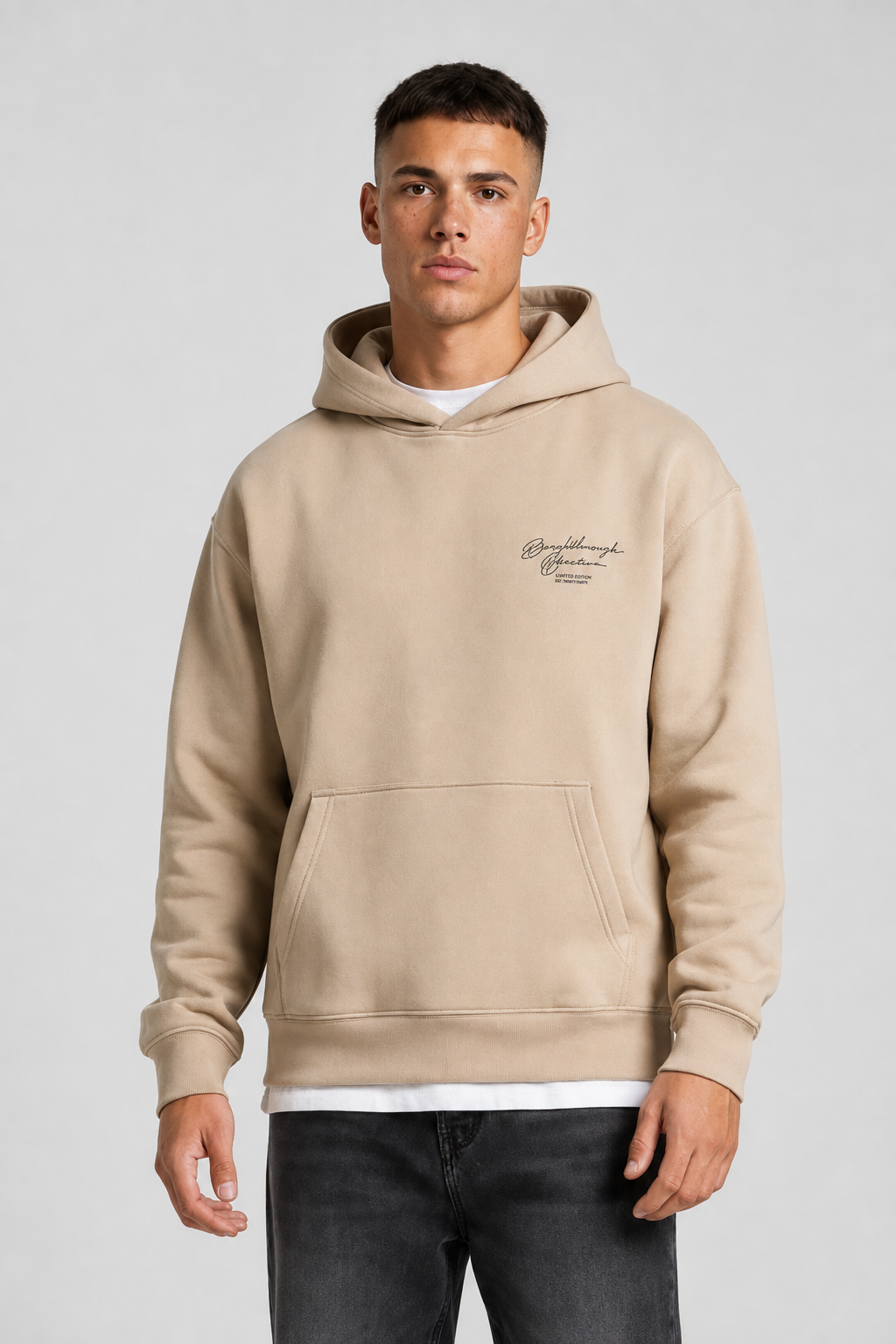Onyx Knit Suede Hooded Men’s Sweatshirt | Kangaroo Pocket