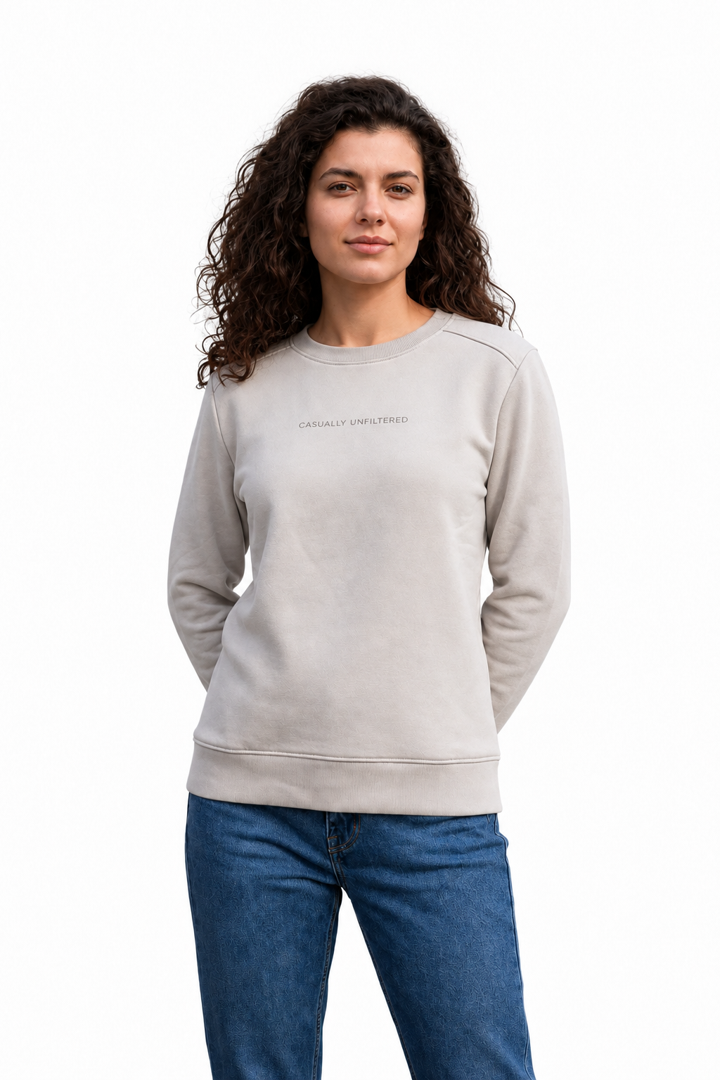 Women Arona Cotton Fleece | Round Neck Full Sleeves Casual Winter Sweatshirt