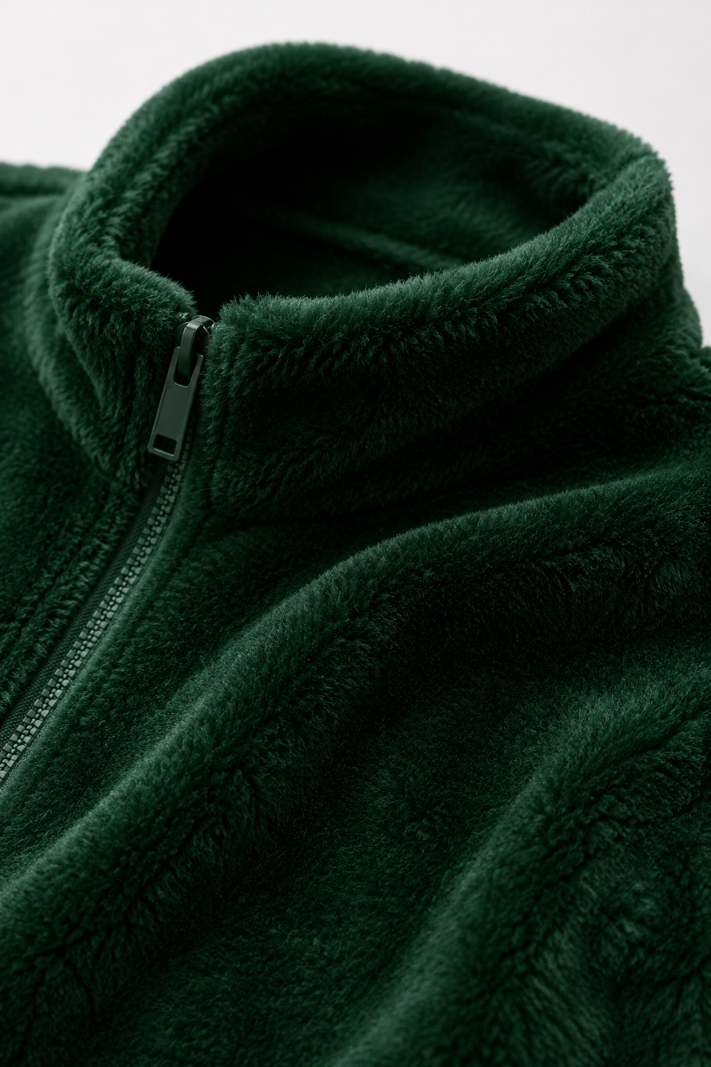 Women Hunter Green Double Sided Coral Fur Full Zip | Soft Winter Sweatshirt