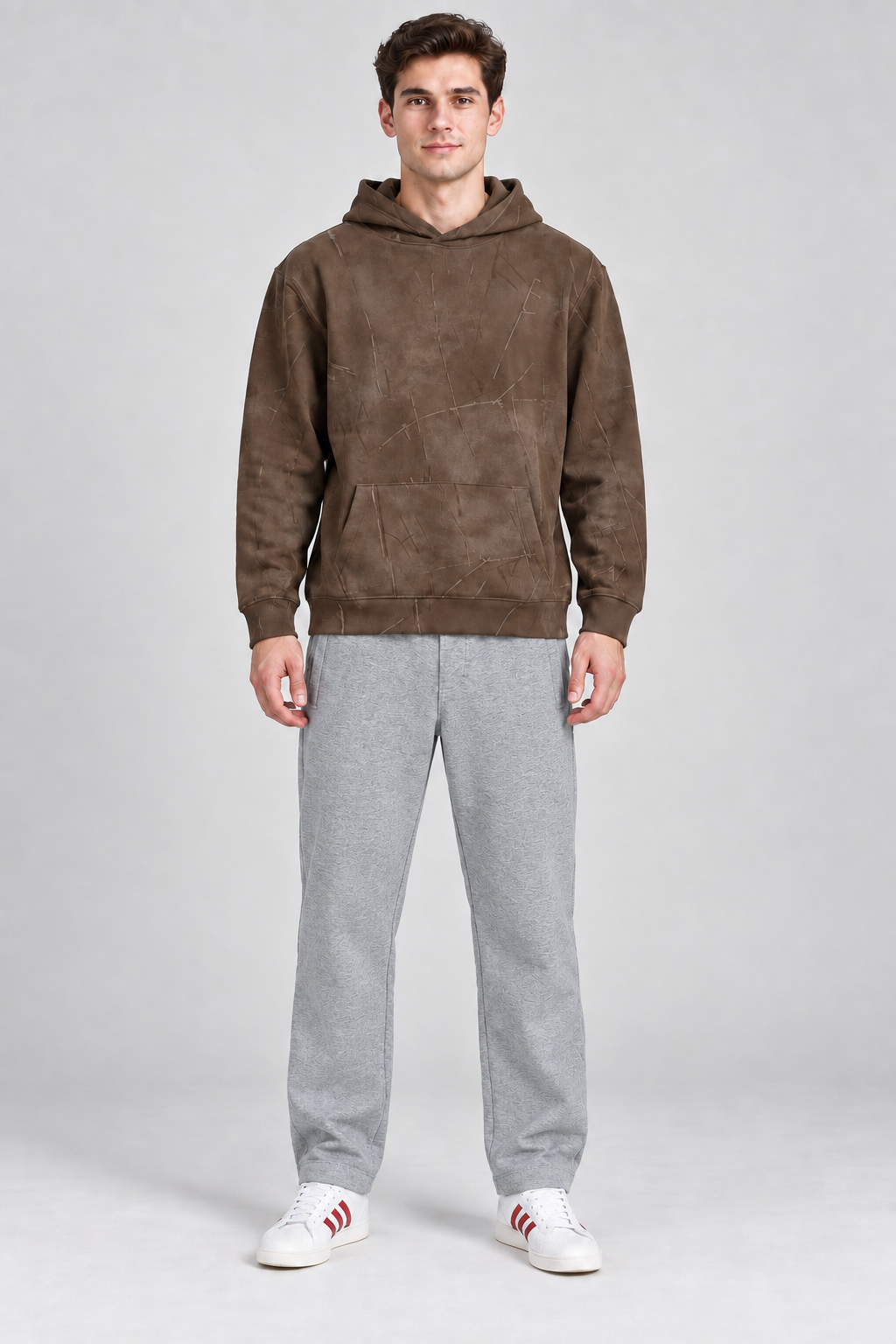 Men’s Grey Melange Cotton Fleece Lower with Drawstring