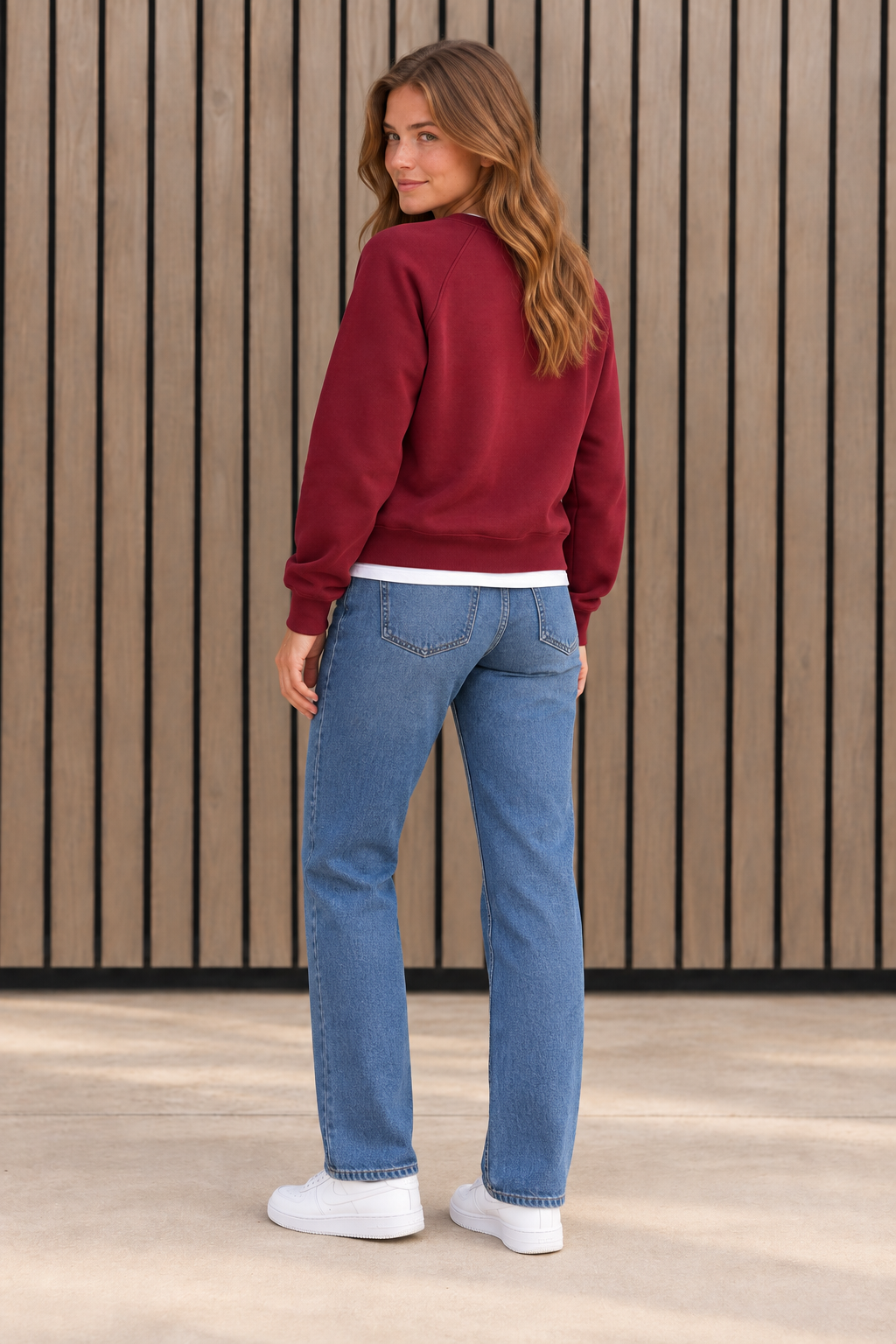 Women’s Merlot Cotton Brushed Fleece Sweatshirt | Core Regular Fit Crew Neck