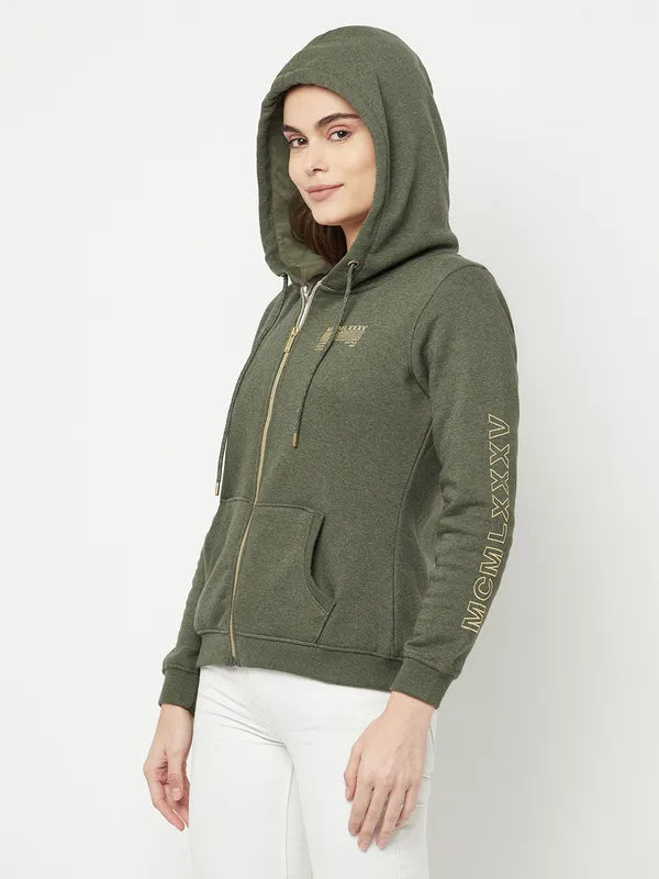 Women Olive Melange Sweatshirts