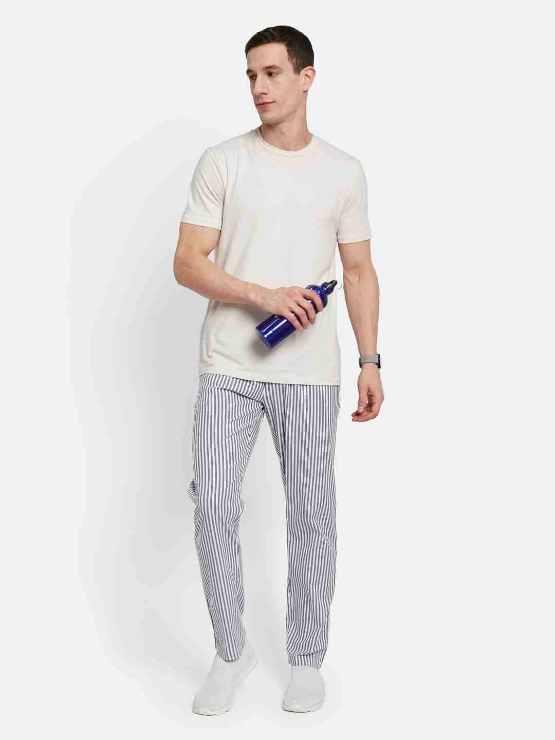 Octave Men Striped Cotton Track Pants