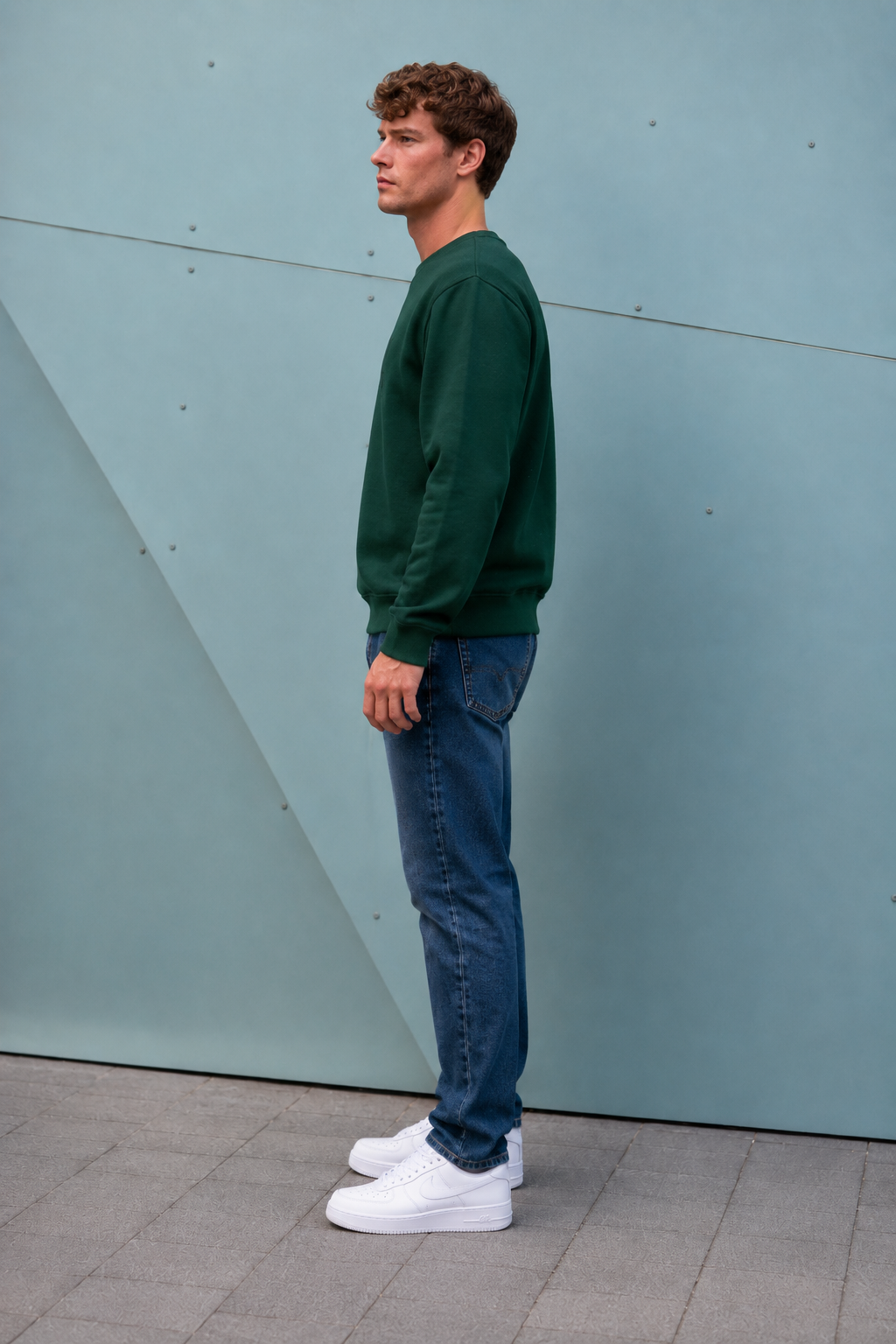 Men’s Hunter Green Cotton Fleece Crew Neck Sweatshirt – Regular Fit Full Sleeve Discovery Graphic Sweatshirt
