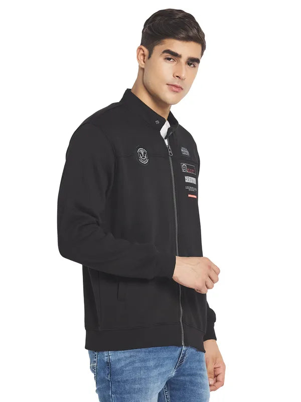Octave Men Black Front-Open Sweatshirt
