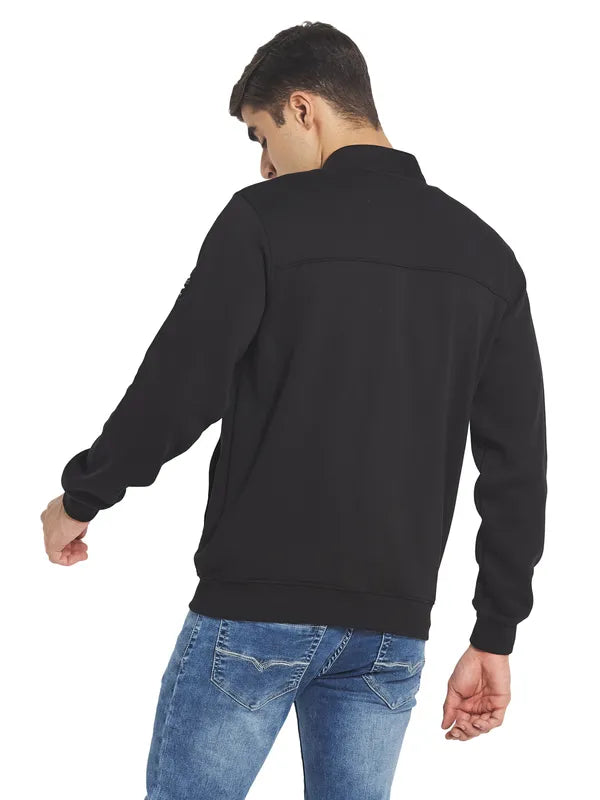 Octave Men Black Front-Open Sweatshirt