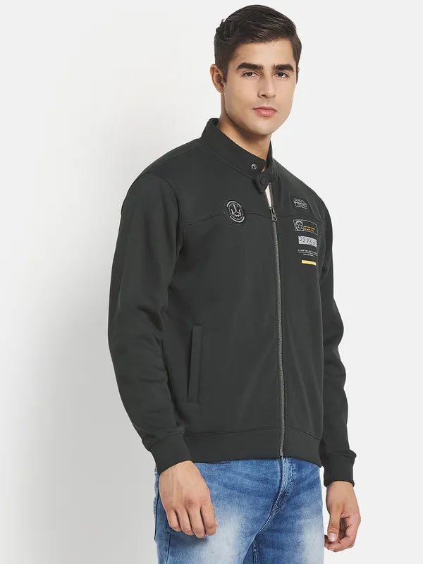 Men Olive Green Printed Sweatshirt