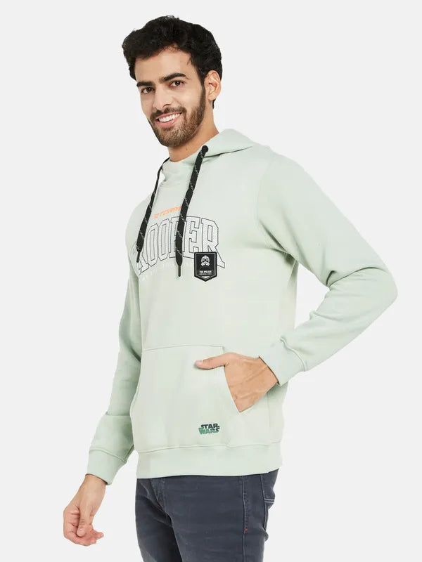 Octave Men Green Printed Hooded Sweatshirt