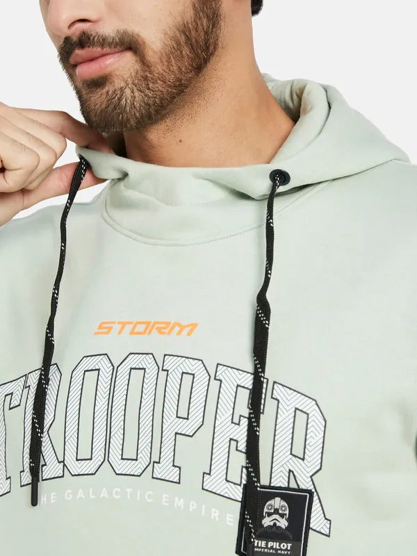 Octave Men Green Printed Hooded Sweatshirt