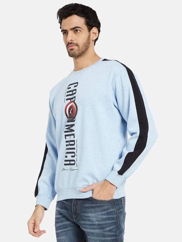 Octave Men Blue Printed Sweatshirt