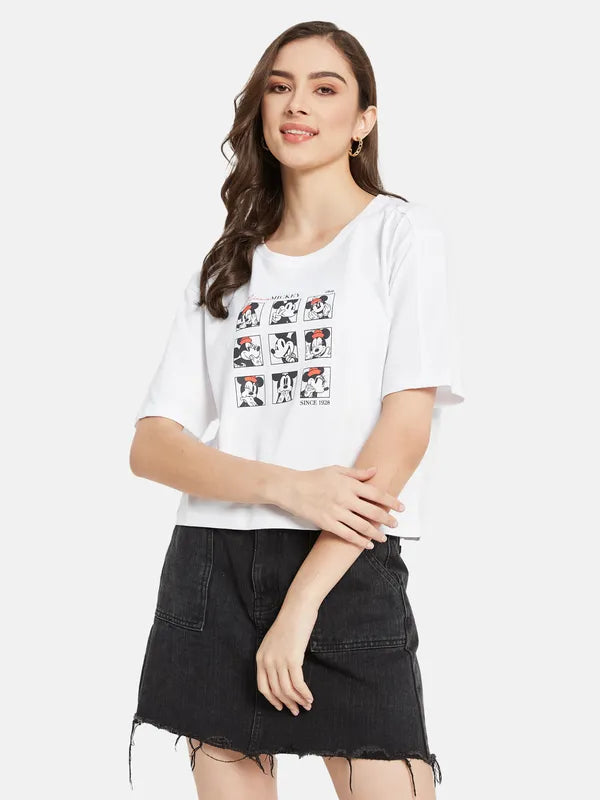 Disney Mickey Minnie Print  Boxer T-Shirt