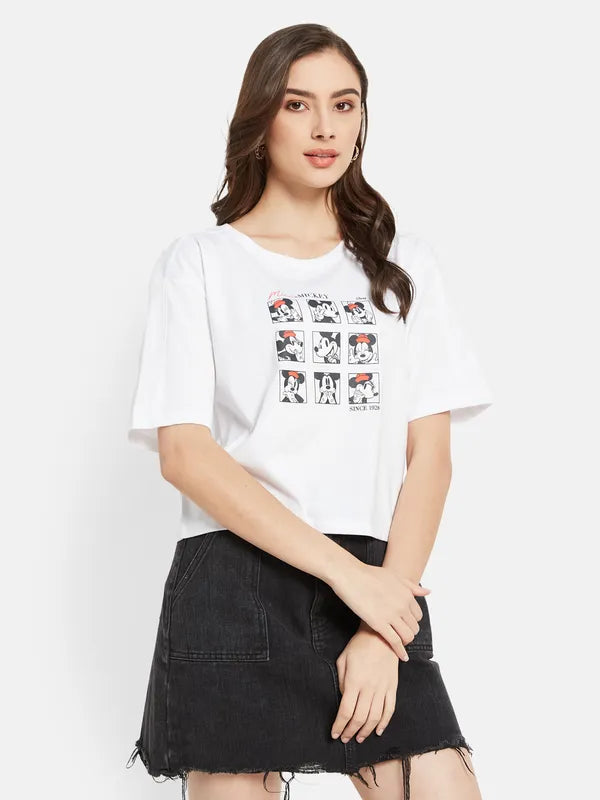 Disney Mickey Minnie Print  Boxer T-Shirt