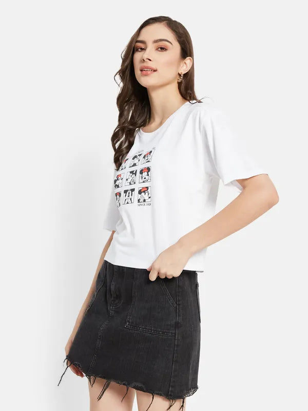 Disney Mickey Minnie Print  Boxer T-Shirt