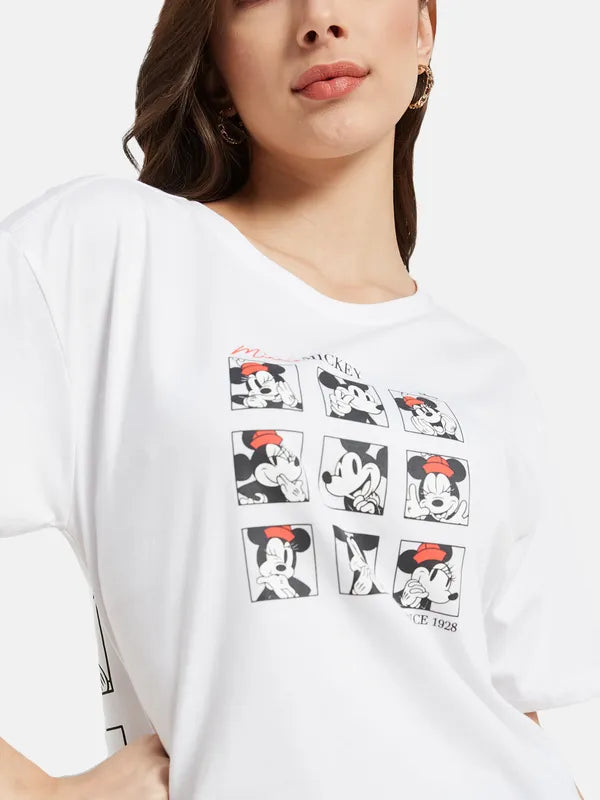 Disney Mickey Minnie Print  Boxer T-Shirt