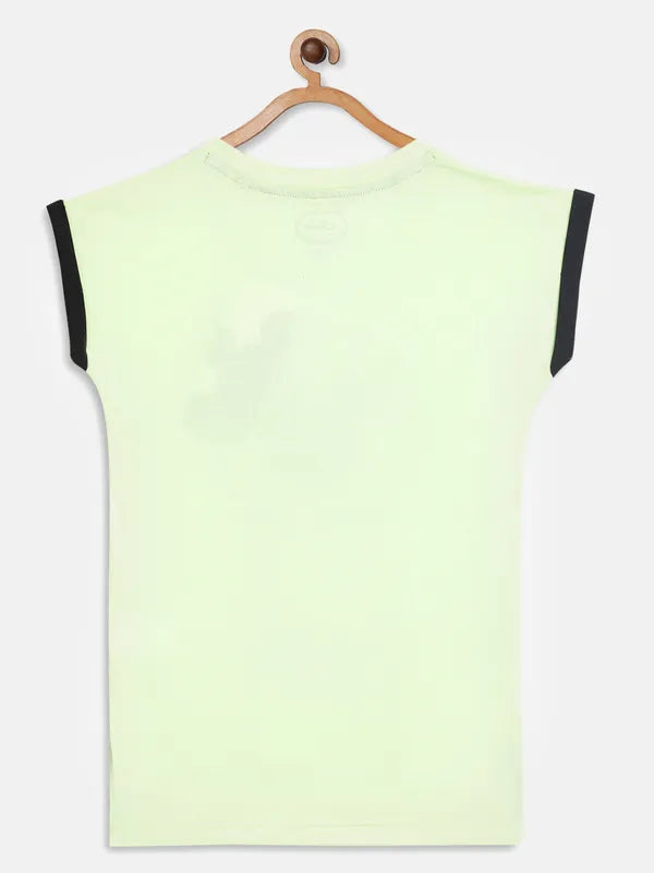 Neon Green Graphic Round Neck