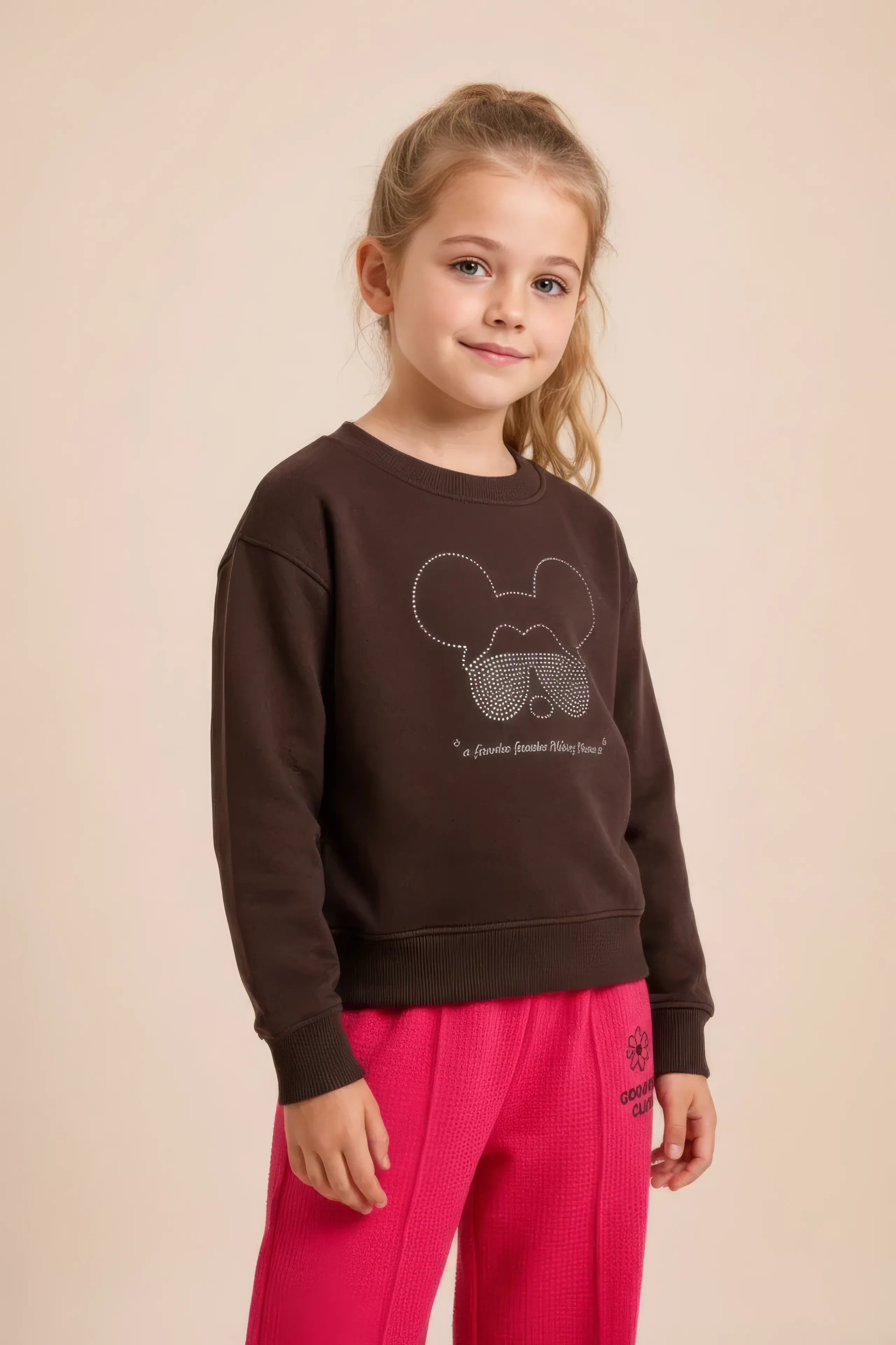 Junior Girls Espresso Cotton Fleece Sweatshirt – Espresso Brown | Regular Fit