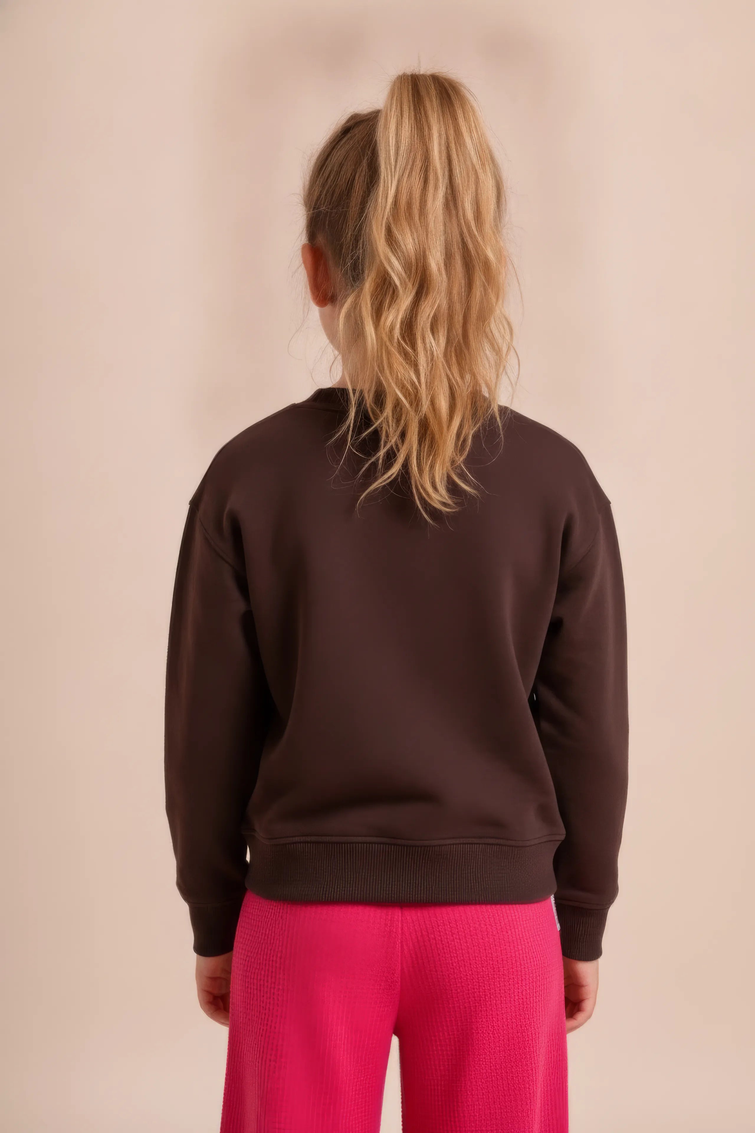 Junior Girls Espresso Cotton Fleece Sweatshirt – Espresso Brown | Regular Fit