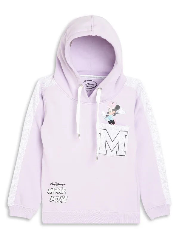 Mettle Girls Purple Printed Hooded Sweatshirt