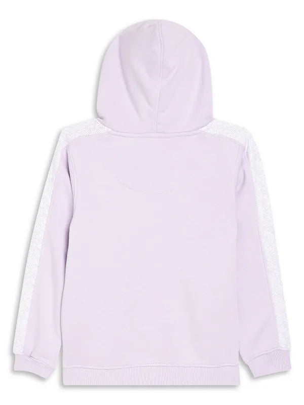 Mettle Girls Purple Printed Hooded Sweatshirt