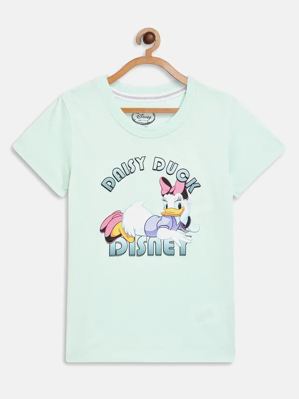 Ice Green Graphic Round Neck