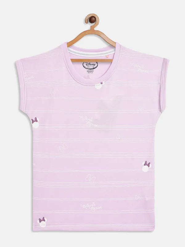 Lavender Graphic Round Neck