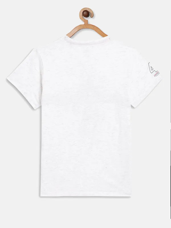 Octave Boys White Captain America Printed Applique T-Shirt