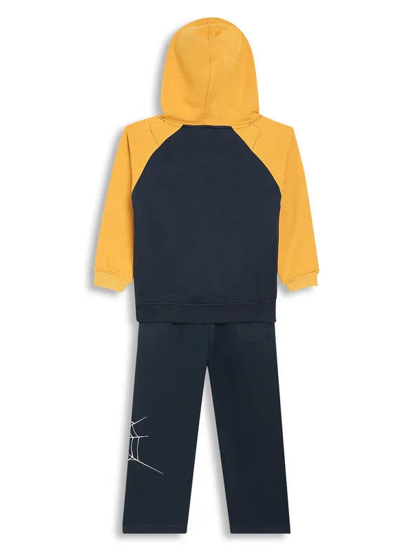 Octave Boys Mustard-Yellow Green Printed Tracksuits