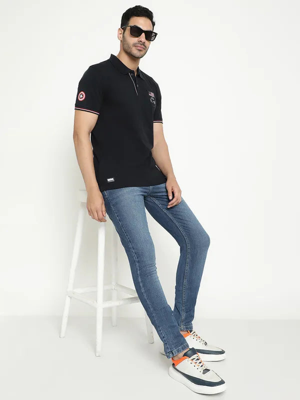 Octave Avengers Printed Polo Collar Cotton T-Shirt